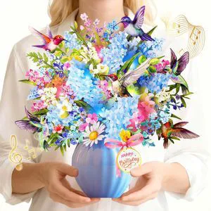 Birthday Card, Hummingbird Birthday Card with Music and Lights, Flower Bouquet Card for Women Mom Wife Birthday Card, Hummingbird Birthday Card with Music and Lights, Flower Bouquet Card for Women Mom Wife