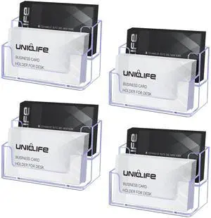 4 Pack Acrylic Business Card Holder for Desk, 120 Card Capacity 2 Slots Clear Business Card Display Stand for Men Women Desktop Business Card Organizer Card Stand for Office Home Exhibition 4 Pack Acrylic Business Card Holder for Desk, 120 Card Capacity 2 Slots Clear Business Card Display Stand for Men Women Desktop Business Card Organizer Card Stand for Office Home Exhibition