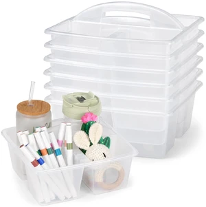 6 Pack Classroom Caddy with Handle Plastic Storage Caddy Organizer with 3 Compartments Desk Caddies Holder Portable Storage Bin for Pencil, Crayon, Marker, Home, Office, School Supply(Clear) 6 Pack Classroom Caddy with Handle Plastic Storage Caddy Organizer with 3 Compartments Desk Caddies Holder Portable Storage Bin for Pencil, Crayon, Marker, Home, Office, School Supply(Clear)