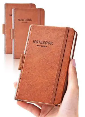 Pocket Notebook Small Notebook 2-Pack, 3.7" x 5.7" Pocket Notebooks Hardcover with Thick Lined Paper, Inner Pockets, Cover Letter Embossing Design Mini Journal Notepad Brown Leather Pocket Notebook Small Notebook 2-Pack, 3.7" x 5.7" Pocket Notebooks Hardcover with Thick Lined Paper, Inner Pockets, Cover Letter Embossing Design Mini Journal Notepad Brown Leather