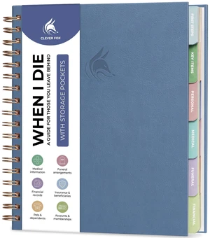 When I Die Organizer Binder Planner, Folders, 8.5x9.5 Smoke Blue Final chapter folder with pockets in case I die, Important documents, Estate planning, Final wishes, Labels, Checklists When I Die Organizer Binder Planner, Folders, 8.5x9.5 Smoke Blue Final chapter folder with pockets in case I die, Important documents, Estate planning, Final wishes, Labels, Checklists