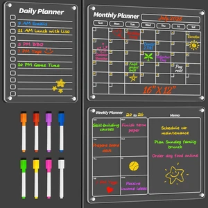 Magnetic Calendar, Dry Erase Calendar for Fridge, Whiteboard, 3 Pcs Acrylic Calendar for Fridge, Use with Dry Erase Monthly Plans, Meal Notes, Reminders, To Dos and Tasks Magnetic Calendar, Dry Erase Calendar for Fridge, Whiteboard, 3 Pcs Acrylic Calendar for Fridge, Use with Dry Erase Monthly Plans, Meal Notes, Reminders, To Dos and Tasks