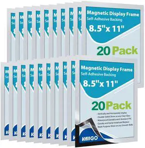 20 Pack Magnetic Sign Holder 8.5 x 11, Self-Adhesive Magnetic Picture Frame & Document Holder for Wall, Door, Fridge, Glass - Double-Sided Magnetic Frame for Poster & Paper Display (Silver) 20 Pack Magnetic Sign Holder 8.5 x 11, Self-Adhesive Magnetic Picture Frame & Document Holder for Wall, Door, Fridge, Glass - Double-Sided Magnetic Frame for Poster & Paper Display (Silver)