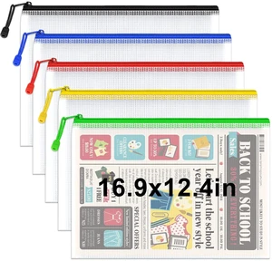 5 Pack A3 Heavy Duty Mesh Zipper Bags, Large Artwork Storage Pouches Heavy Duty A3 Bags Protect Artwork, Documents and Projects; Large Size, 5 Colors and Water-Resistant Design Support Storage 5 Pack A3 Heavy Duty Mesh Zipper Bags, Large Artwork Storage Pouches Heavy Duty A3 Bags Protect Artwork, Documents and Projects; Large Size, 5 Colors and Water-Resistant Design Support Storage