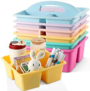 6 Pack Plastic Classroom Organizer Caddy with Handle, Pastel 3 Compartment, Portable Supply Storage Caddy, Craft Art Caddies for Pencil, Crayon, Marker, Home, Office, School Supplies 6 Pack Plastic Classroom Organizer Caddy with Handle, Pastel 3 Compartment, Portable Supply Storage Caddy, Craft Art Caddies for Pencil, Crayon, Marker, Home, Office, School Supplies