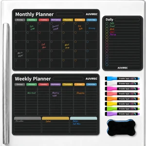 Magnetic Calendar for Refrigerator, Black Fridge Calendar 3-Pack Dry Erase Calendar with Monthly Weekly Daily Planner, Nano-Tech Surface, 17"x12" Magnetic Board, 8 Neon Markers Magnetic Calendar for Refrigerator, Black Fridge Calendar 3-Pack Dry Erase Calendar with Monthly Weekly Daily Planner, Nano-Tech Surface, 17"x12" Magnetic Board, 8 Neon Markers