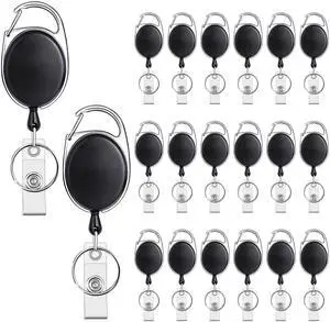 20 Pack Badge Reels Retractable with Carabiner Clip 6.7oz Load Capacity, Reinforced Cord Construction, Extend up to 23.6 Inch, Strong Pull Resistance, Secure Attachments 20 Pack Badge Reels Retractable with Carabiner Clip 6.7oz Load Capacity, Reinforced Cord Construction, Extend up to 23.6 Inch, Strong Pull Resistance, Secure Attachments