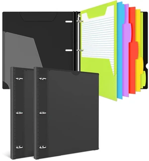All-in-one Telescoping Binder Notebook - 2 PCS- Refillable 3 Ring Notebook Binder with 1 Plastic Movable Pocket Folder,5 Plastic Subject dividers and Graph Paper and College Ruled Paper- Black All-in-one Telescoping Binder Notebook - 2 PCS- Refillable 3 Ring Notebook Binder with 1 Plastic Movable Pocket Folder,5 Plastic Subject dividers and Graph Paper and College Ruled Paper- Black