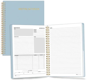 Half Meeting Half Note - 7.5"x10" Professional Notebooks for Work - 160 Pages, B5 Size Project Planner, Spiral Meeting Agenda/Minutes Organizer for Women Men, Note Taking, Office & Business Half Meeting Half Note - 7.5"x10" Professional Notebooks for Work - 160 Pages, B5 Size Project Planner, Spiral Meeting Agenda/Minutes Organizer for Women Men, Note Taking, Office & Business