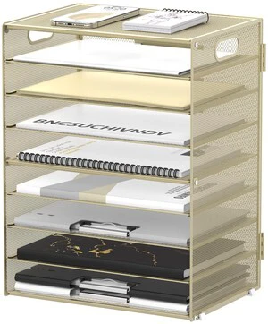 9-Tier Paper Organizer for Desk, Letter Tray with Handles, Golden Yellow Desk File Organizer with Removable Trays for Sorting Files, Folders, Mail and Printer Paper at Home, School or Office 9-Tier Paper Organizer for Desk, Letter Tray with Handles, Golden Yellow Desk File Organizer with Removable Trays for Sorting Files, Folders, Mail and Printer Paper at Home, School or Office
