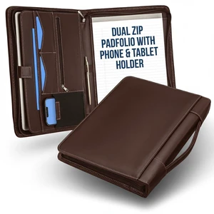 Walnut Zipper Padfolio Portfolio Binder w/Carrying Handle | Organizer for Documents, iPad, Tablet, Notebook | Business Leather Binder for Men Women (No 3-Ring Binder) Walnut Zipper Padfolio Portfolio Binder w/Carrying Handle | Organizer for Documents, iPad, Tablet, Notebook | Business Leather Binder for Men Women (No 3-Ring Binder)