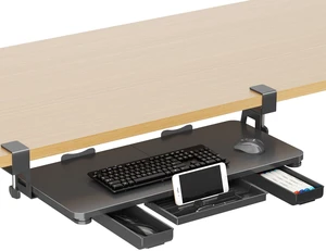 Keyboard Tray Under Desk with Storage Drawer Large C-Clamp 26.7(31 Including Clamps) x 11.8 Slide-Out Platform Computer Drawer Pull Out Keyboard & Mouse Tray DSF7CT Keyboard Tray Under Desk with Storage Drawer Large C-Clamp 26.7(31 Including Clamps) x 11.8 Slide-Out Platform Computer Drawer Pull Out Keyboard & Mouse Tray DSF7CT