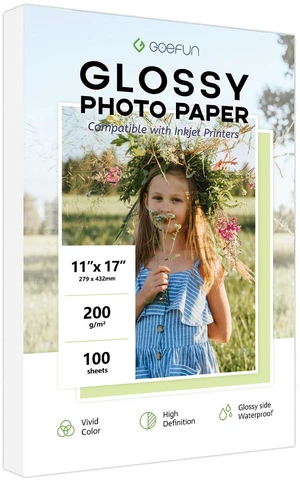 11x17 Photo Paper Glossy, 54 LB Photo Printer Paper 100 Sheets 200 GSM Picture Paper for Inkjet Printer and Dye Ink 11x17 Photo Paper Glossy, 54 LB Photo Printer Paper 100 Sheets 200 GSM Picture Paper for Inkjet Printer and Dye Ink