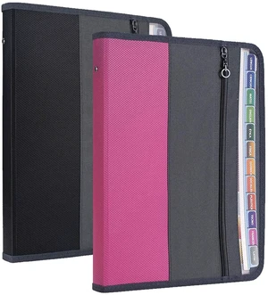 Expanding File Folders, 2Pack 13 Pockets Document Organizer with Zipper, A4 Letter Size Portable Accordion Expanding File Folders with Multicolor Labels for Office School Supplies (Black+Pink) Expanding File Folders, 2Pack 13 Pockets Document Organizer with Zipper, A4 Letter Size Portable Accordion Expanding File Folders with Multicolor Labels for Office School Supplies (Black+Pink)