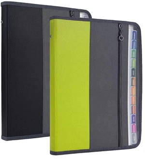 Expanding File Folders, 2Pack 13 Pockets Document Organizer with Zipper, A4 Letter Size Portable Accordion Expanding File Folders with Multicolor Labels for Office School Supplies (Black+Green) Expanding File Folders, 2Pack 13 Pockets Document Organizer with Zipper, A4 Letter Size Portable Accordion Expanding File Folders with Multicolor Labels for Office School Supplies (Black+Green)