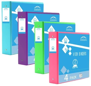 2 Inch 3 Ring Binders,Multicolor Customizable Round Ring Binder for School,Office,Home,Purple/Pink/Blue/Green,4 Pack 2 Inch 3 Ring Binders,Multicolor Customizable Round Ring Binder for School,Office,Home,Purple/Pink/Blue/Green,4 Pack