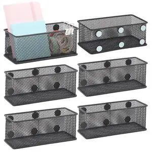 Magnetic Pencil Holder Set of 6 - Black Wire Mesh Storage Baskets Organizer with Strong Magnets - Perfect for Whiteboard, Refrigerator and Locker Accessories Magnetic Pencil Holder Set of 6 - Black Wire Mesh Storage Baskets Organizer with Strong Magnets - Perfect for Whiteboard, Refrigerator and Locker Accessories