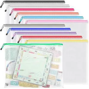 12 Pack A3 Mesh Zipper Pouch Bags, Board Game Storage Organizer Large Reusable A3 Pouches Hold Puzzles, Board Games and Crafts; 12 Color Coding Keeps Pieces Sorted, Visible and Easy to Find 12 Pack A3 Mesh Zipper Pouch Bags, Board Game Storage Organizer Large Reusable A3 Pouches Hold Puzzles, Board Games and Crafts; 12 Color Coding Keeps Pieces Sorted, Visible and Easy to Find