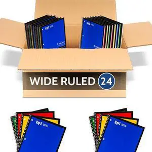 Spiral Notebook | 5 Subject - Wide Ruled - 180 Sheets, Durable Spiral Binding | 10.5 x 8 in | Classroom Supplies | School, Office, Note Taking, Journaling - 24 Pack Spiral Notebook | 5 Subject - Wide Ruled - 180 Sheets, Durable Spiral Binding | 10.5 x 8 in | Classroom Supplies | School, Office, Note Taking, Journaling - 24 Pack