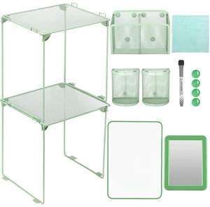 13 Pcs Locker Organizer Kit Stackable Mesh Shelves School, Green 13 Pcs Locker Organizer Kit Stackable Mesh Shelves School, Green