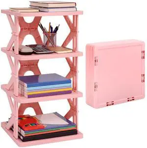 4 Tier Foldable Locker Organizer Shelf School Storage,Pink 4 Tier Foldable Locker Organizer Shelf School Storage,Pink