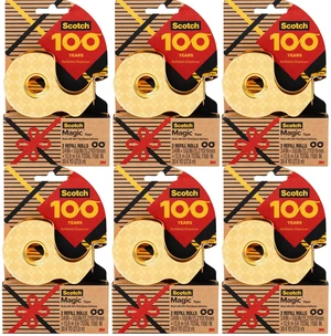 100-Year Anniversary Limited Edition Gold Tape Dispensers, Includes 12 Rolls of Magic Tape (3/4 in x 550 in, 66% Plant-Based Adhesive), Refillable, 6 Dispenser Pack 100-Year Anniversary Limited Edition Gold Tape Dispensers, Includes 12 Rolls of Magic Tape (3/4 in x 550 in, 66% Plant-Based Adhesive), Refillable, 6 Dispenser Pack