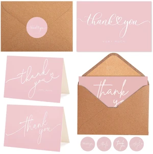100 Bulk Pink Thank You Cards with Kraft Envelopes and stickers - 4 Minimalistic Designs Blank Thank You Notes with Envelopes for business Wedding Bridal Gift Baby Shower Business Graduation 100 Bulk Pink Thank You Cards with Kraft Envelopes and stickers - 4 Minimalistic Designs Blank Thank You Notes with Envelopes for business Wedding Bridal Gift Baby Shower Business Graduation