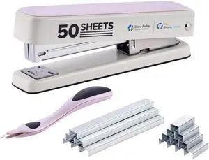 Titan Heavy Duty Metal Stapler, 50 Sheet Capacity with 1250 Staples and Ergonomic Staple Remover, Jam Free Stapling, Full Strip Stapler for Desk, Office and Classroom, Pink & White Titan Heavy Duty Metal Stapler, 50 Sheet Capacity with 1250 Staples and Ergonomic Staple Remover, Jam Free Stapling, Full Strip Stapler for Desk, Office and Classroom, Pink & White