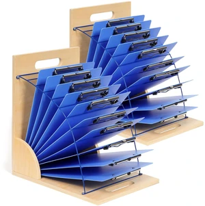 2 Pack Clipboard Holder Stand, Wood and Metal Rack for Classroom Wood and metal organizer holds clipboards, folders, and mini whiteboards for classroom or office use; assembly required 2 Pack Clipboard Holder Stand, Wood and Metal Rack for Classroom Wood and metal organizer holds clipboards, folders, and mini whiteboards for classroom or office use; assembly required