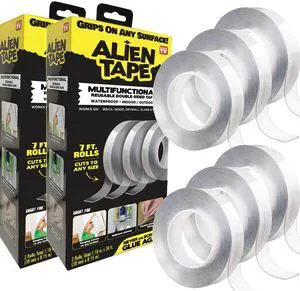 Heavy Duty Double Sided Tape, Nano Tape, Feet Clear Adhesive Tape for Poster Photo Wall Decor As Seen on TV, (6 Rolls - 42 Feet) Heavy Duty Double Sided Tape, Nano Tape, Feet Clear Adhesive Tape for Poster Photo Wall Decor As Seen on TV, (6 Rolls - 42 Feet)