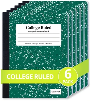 Composition Notebook College Ruled 6 Pack, 200 Pages, Marble Green 100 ct, 9.75 x 7.5 in, Durable Comp Book, School Notebooks, Students, Note Taking, Writing, Teachers Composition Notebook College Ruled 6 Pack, 200 Pages, Marble Green 100 ct, 9.75 x 7.5 in, Durable Comp Book, School Notebooks, Students, Note Taking, Writing, Teachers