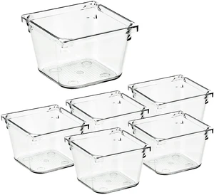 6 Pack Drawer Organizer, 3" X 3" Plastic Storage Bins Acrylic Tray Design, Non-Slip Pads, For Makeup, Jewelry, Kitchen Utensils, Bathroom, Office Storage 6 Pack Drawer Organizer, 3" X 3" Plastic Storage Bins Acrylic Tray Design, Non-Slip Pads, For Makeup, Jewelry, Kitchen Utensils, Bathroom, Office Storage