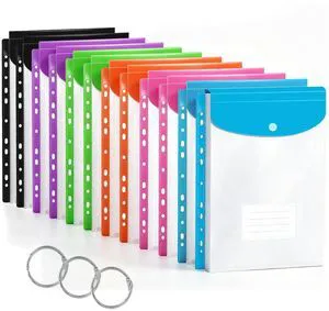 12 Pack Plastic Envelopes Binder Pocket 11 Holes Expandable Binder Folders for 2/3/4 Ring Document Pouch with Snap Button & Label Loose-Leaf Transparent for School Home Office (Vertical-Opening) 12 Pack Plastic Envelopes Binder Pocket 11 Holes Expandable Binder Folders for 2/3/4 Ring Document Pouch with Snap Button & Label Loose-Leaf Transparent for School Home Office (Vertical-Opening)