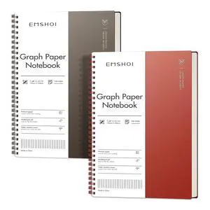 Graph Grid Journal Notebook, 2 Pack, 320 Pages, B5 (7.4" x 10") 100 GSM Thick Paper, Flexible Plastic Cover, Spiral-bound, for School, Student, Note Taking, Math, Engineering (Brown & Red) Graph Grid Journal Notebook, 2 Pack, 320 Pages, B5 (7.4" x 10") 100 GSM Thick Paper, Flexible Plastic Cover, Spiral-bound, for School, Student, Note Taking, Math, Engineering (Brown & Red)