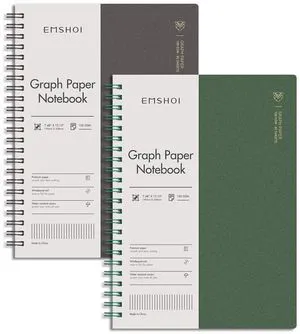 Graph Grid Journal Notebook, 2 Pack, 320 Pages, B5 (7.4" x 10") 100 GSM Thick Paper, Flexible Plastic Cover, Spiral-bound, for School, Student, Note Taking, Engineering (Brown & Green) Graph Grid Journal Notebook, 2 Pack, 320 Pages, B5 (7.4" x 10") 100 GSM Thick Paper, Flexible Plastic Cover, Spiral-bound, for School, Student, Note Taking, Engineering (Brown & Green)