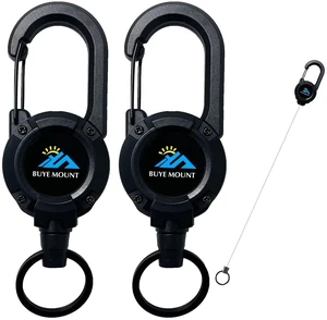 Retractable Keychain Heavy Duty 2Pack, Multitool Carabiner Badge Holder, Retractable Keychain Clip Id Holder, Upgraded 58cm Stainless Steel Cord Black Retractable Keychain Heavy Duty 2Pack, Multitool Carabiner Badge Holder, Retractable Keychain Clip Id Holder, Upgraded 58cm Stainless Steel Cord Black