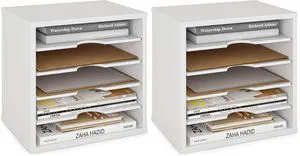 File Organizer Paper Sorter, 5 Tier Adjustable Shelves Office Desk Organizer, 13 5/8" x 9 1/4" x 12", White (Pack of 2) File Organizer Paper Sorter, 5 Tier Adjustable Shelves Office Desk Organizer, 13 5/8" x 9 1/4" x 12", White (Pack of 2)