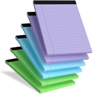 6 Pack Legal Pads 8.5 x 11, Colored Legal Pads College Ruled Note Pads 8.5 x 11 Writing Paper, Notepad with Sturdy Back, Perforated Writing Pad Lined Paper, Memo Notepad for Office, School, Home 6 Pack Legal Pads 8.5 x 11, Colored Legal Pads College Ruled Note Pads 8.5 x 11 Writing Paper, Notepad with Sturdy Back, Perforated Writing Pad Lined Paper, Memo Notepad for Office, School, Home