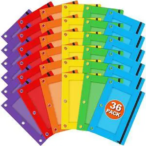 Pencil Pouch for 3 Ring Binder, 36 Packs Bulk Zipper Pencil Case in 6 Colors, Pencil Pouches with Clear Window for Storing School Office Supplies, Cloth Pencil Bag for 3 Hole Binder Pencil Pouch for 3 Ring Binder, 36 Packs Bulk Zipper Pencil Case in 6 Colors, Pencil Pouches with Clear Window for Storing School Office Supplies, Cloth Pencil Bag for 3 Hole Binder