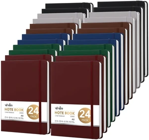 24 Pack A5 Hardcover Lined Notebook,192 pg College Ruled 5.5x8.3 Bulk notebooks for work,office & professional use,Waterproof faux leather,lay-flat elastic closure 24 Pack A5 Hardcover Lined Notebook,192 pg College Ruled 5.5x8.3 Bulk notebooks for work,office & professional use,Waterproof faux leather,lay-flat elastic closure
