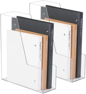 Vertical File Holder, PET Desk Organizer, Multi-purpose Plastic Document Storage Bins for Magazines, Binders, Notebooks, Envelopes, 2 Pack Vertical File Holder, PET Desk Organizer, Multi-purpose Plastic Document Storage Bins for Magazines, Binders, Notebooks, Envelopes, 2 Pack