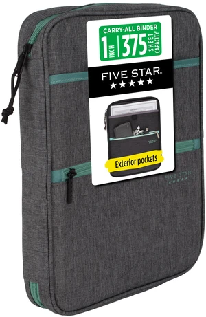 Zipper Binder, 1 Inch 3-Ring Binder with Round Rings, Carry-All with Pockets and 4-Tab Dividers, 375 Sheet Capacity, Grey/Seaglass (290920B) Zipper Binder, 1 Inch 3-Ring Binder with Round Rings, Carry-All with Pockets and 4-Tab Dividers, 375 Sheet Capacity, Grey/Seaglass (290920B)