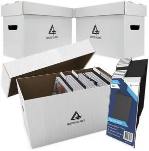 Bundle Set Premium Short Comic Book Storage Box Organizer with Lid | Thick Cardboard Comic Storage Box For Collectibles Fits 150-175 Current/Silver Age, Heavy Duty & Stackable Bundle Set Premium Short Comic Book Storage Box Organizer with Lid | Thick Cardboard Comic Storage Box For Collectibles Fits 150-175 Current/Silver Age, Heavy Duty & Stackable