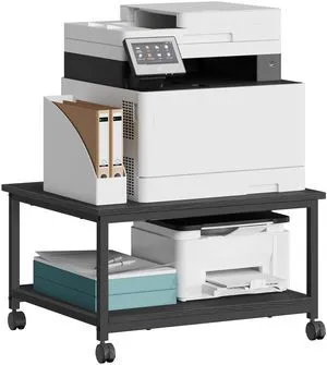 2-Tier Printer Stand with Locking Wheels, Under Desk Printer Table Industrial Mobile Cart, 23.6 x 19.7 x 13.5 Inches, Storage Shelf, for Home Office, Ebony Black, UOPS008BE01S 2-Tier Printer Stand with Locking Wheels, Under Desk Printer Table Industrial Mobile Cart, 23.6 x 19.7 x 13.5 Inches, Storage Shelf, for Home Office, Ebony Black, UOPS008BE01S