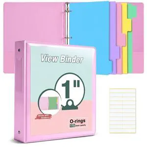 3 Ring Binder 1 inchCute Binder Organizer with 5 Tab Dividers Fits 175 Sheets of 8.5x11 Paper, Customizable Clear Cover with Inside Pockets, Aesthetic 1" Three Ring Binders for School OfficePink 3 Ring Binder 1 inchCute Binder Organizer with 5 Tab Dividers Fits 175 Sheets of 8.5x11 Paper, Customizable Clear Cover with Inside Pockets, Aesthetic 1" Three Ring Binders for School OfficePink