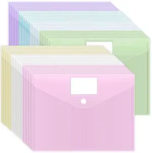 45pcs Plastic Envelopes, Plastic File Folders for Documents, A4 Size Hook & Loop Closure Poly Folders with Label Pocket for School and Office Supplies 45pcs Plastic Envelopes, Plastic File Folders for Documents, A4 Size Hook & Loop Closure Poly Folders with Label Pocket for School and Office Supplies