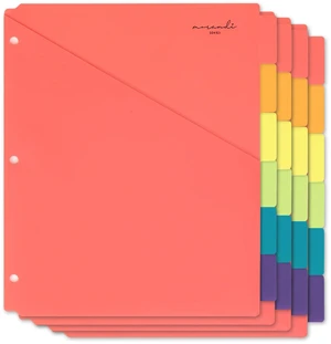 6-Tab Plastic Binder Dividers, 2 Pockets, Primary Colors, 4 Sets Made of PP Plastic, Fit for 3-Ring Binders, 2 Pockets, Letter Size, Provide Colorful Label Sitckers 6-Tab Plastic Binder Dividers, 2 Pockets, Primary Colors, 4 Sets Made of PP Plastic, Fit for 3-Ring Binders, 2 Pockets, Letter Size, Provide Colorful Label Sitckers