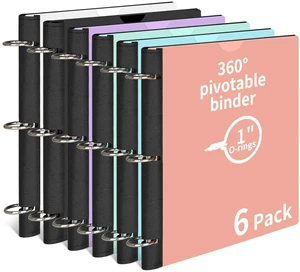 6 Pcs 360° Pivotable 3 Ring Binder, Soft 1 inch Binders 3 Ring, Flexible Thin Soft Three Ring Binder Fits 8.5" x 11", for Home, School and Office-Black, White, Blue, Green, Pink, Purple 6 Pcs 360° Pivotable 3 Ring Binder, Soft 1 inch Binders 3 Ring, Flexible Thin Soft Three Ring Binder Fits 8.5" x 11", for Home, School and Office-Black, White, Blue, Green, Pink, Purple