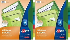 Dividers for 3 Ring Binders,8-Tab Sets,Two-Pocket Plastic Binder Dividers with Tabs,Multicolor,1 Set (11907),(Pack of 2) Dividers for 3 Ring Binders,8-Tab Sets,Two-Pocket Plastic Binder Dividers with Tabs,Multicolor,1 Set (11907),(Pack of 2)