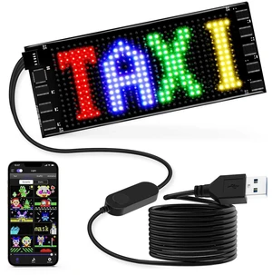 LED Sign for Car, 7''x3''Flexible LED Matrix Panel USB 5V Bluetooth Application Control DIY Programmable Scrolling Sign for Car Party Wedding Festival LED Sign for Car, 7''x3''Flexible LED Matrix Panel USB 5V Bluetooth Application Control DIY Programmable Scrolling Sign for Car Party Wedding Festival